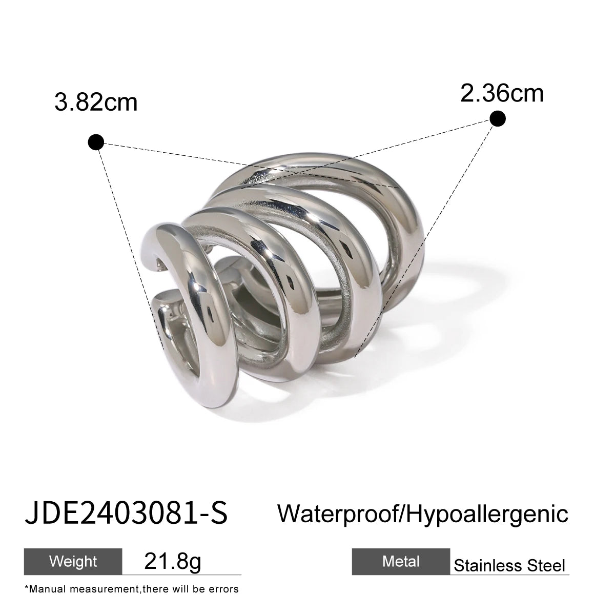 Thick Ear Clip Earrings — Stainless Steel
