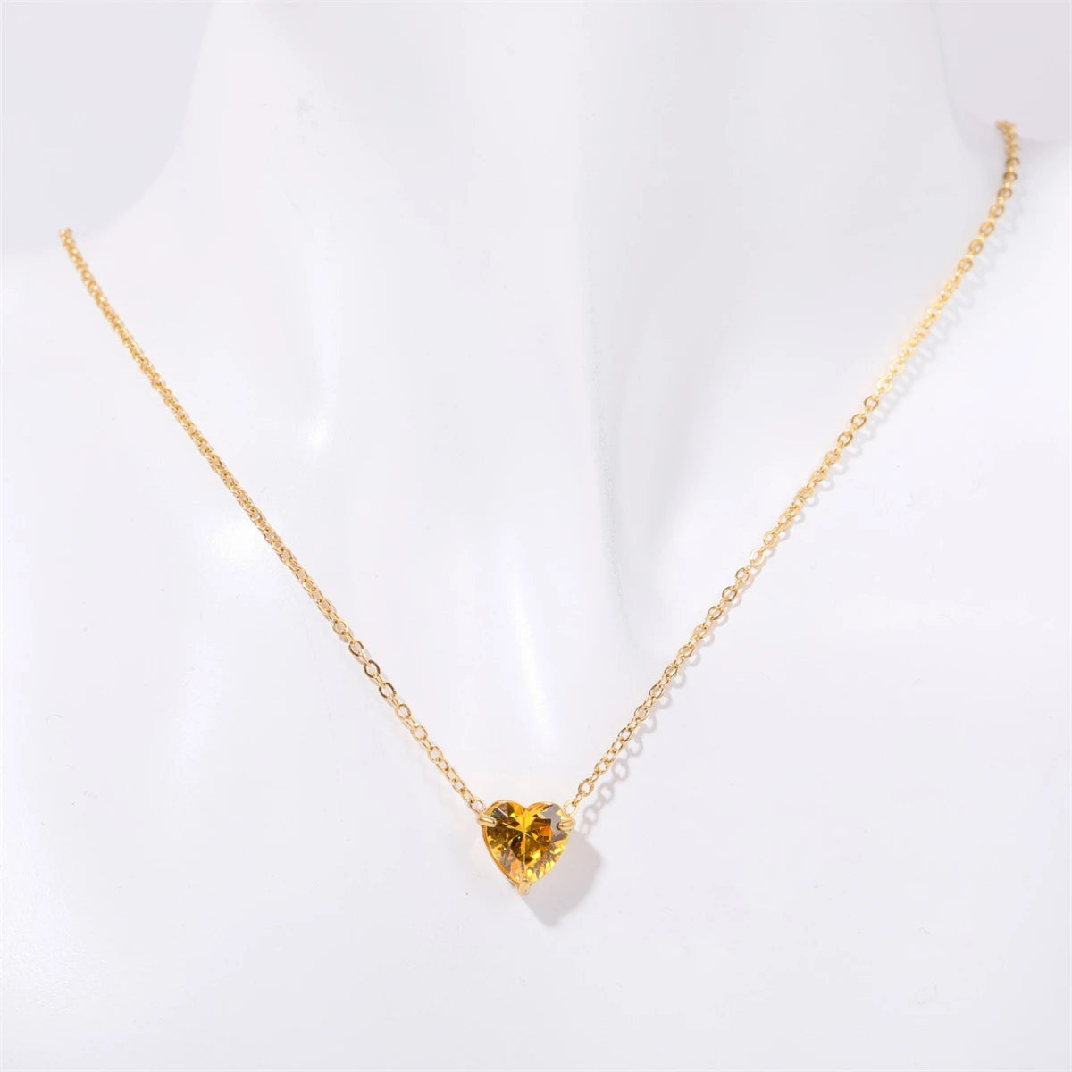 Stainless Steel Twelve Birthday Stone Necklace Love Pendant Necklace Month Stone