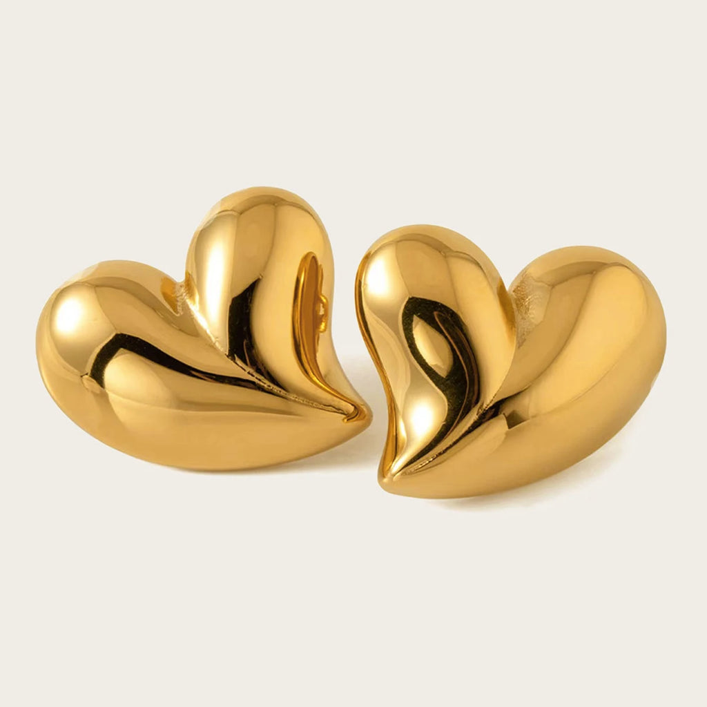Stud Earrings Asymmetric Heart Glossy — 316L Stainless Steel · PS426
