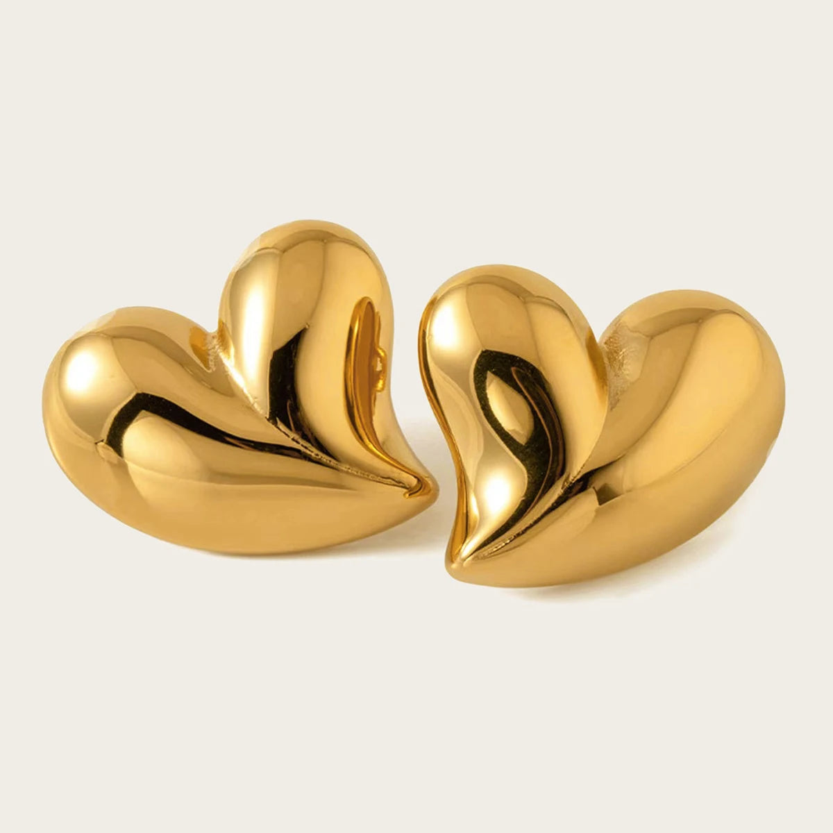 Stud Earrings Asymmetric Heart Glossy — 316L Stainless Steel · PS426