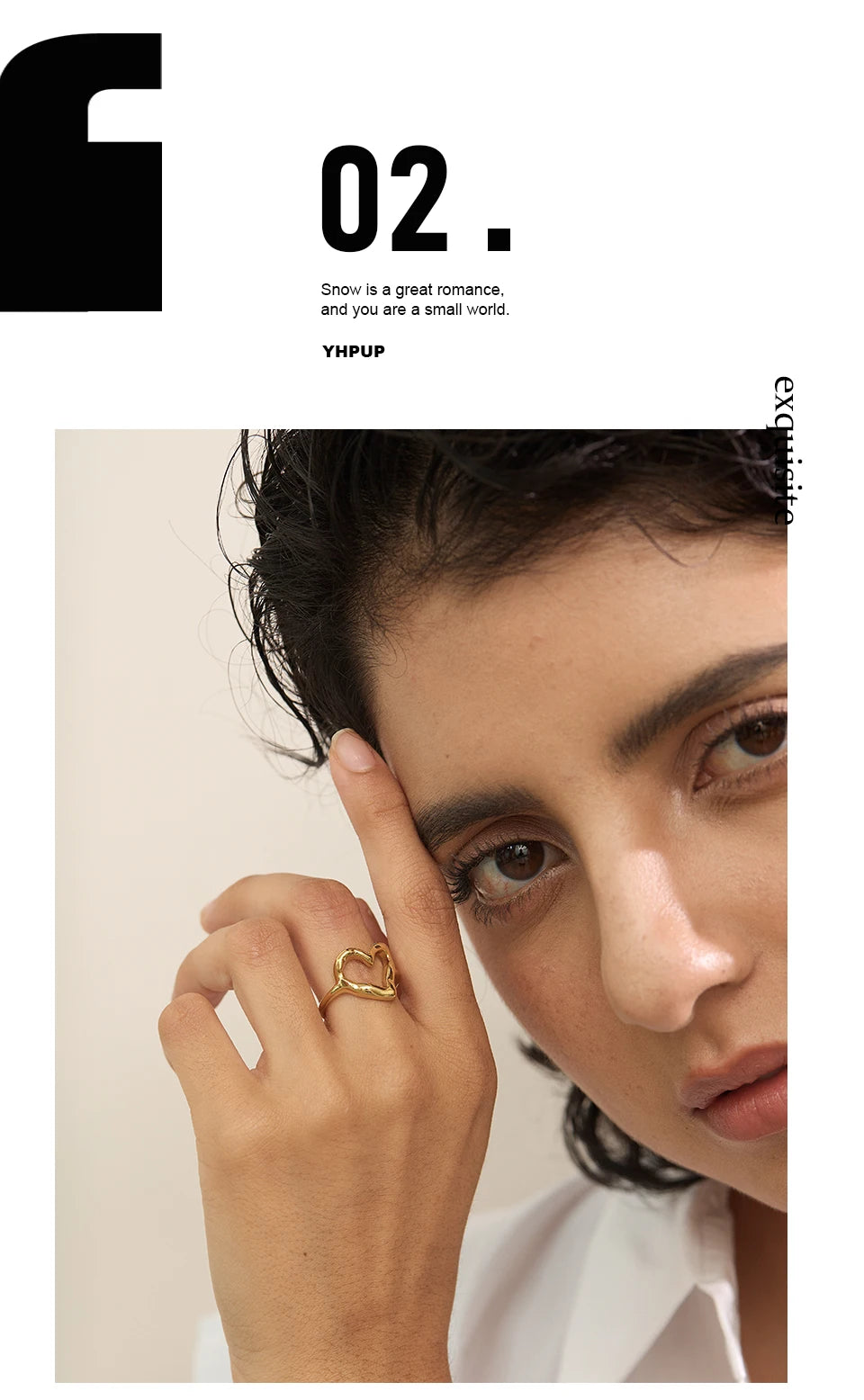 Heart minimalist ring in gold-plated stainless steel.