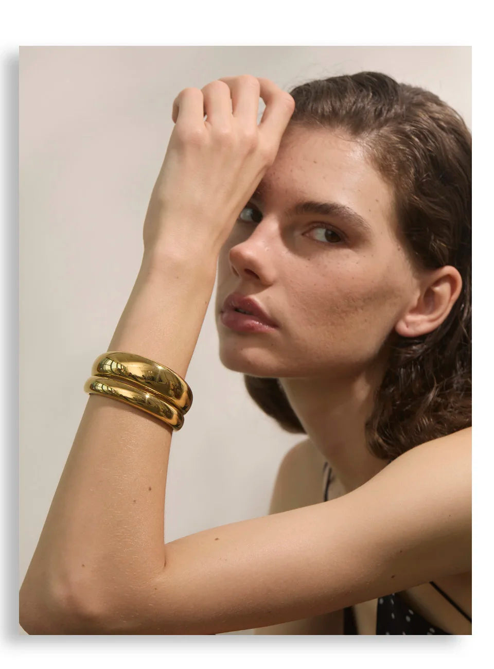 Geometric Layered Bracelet — 18K Gold-Plated Stainless Steel · PS2054