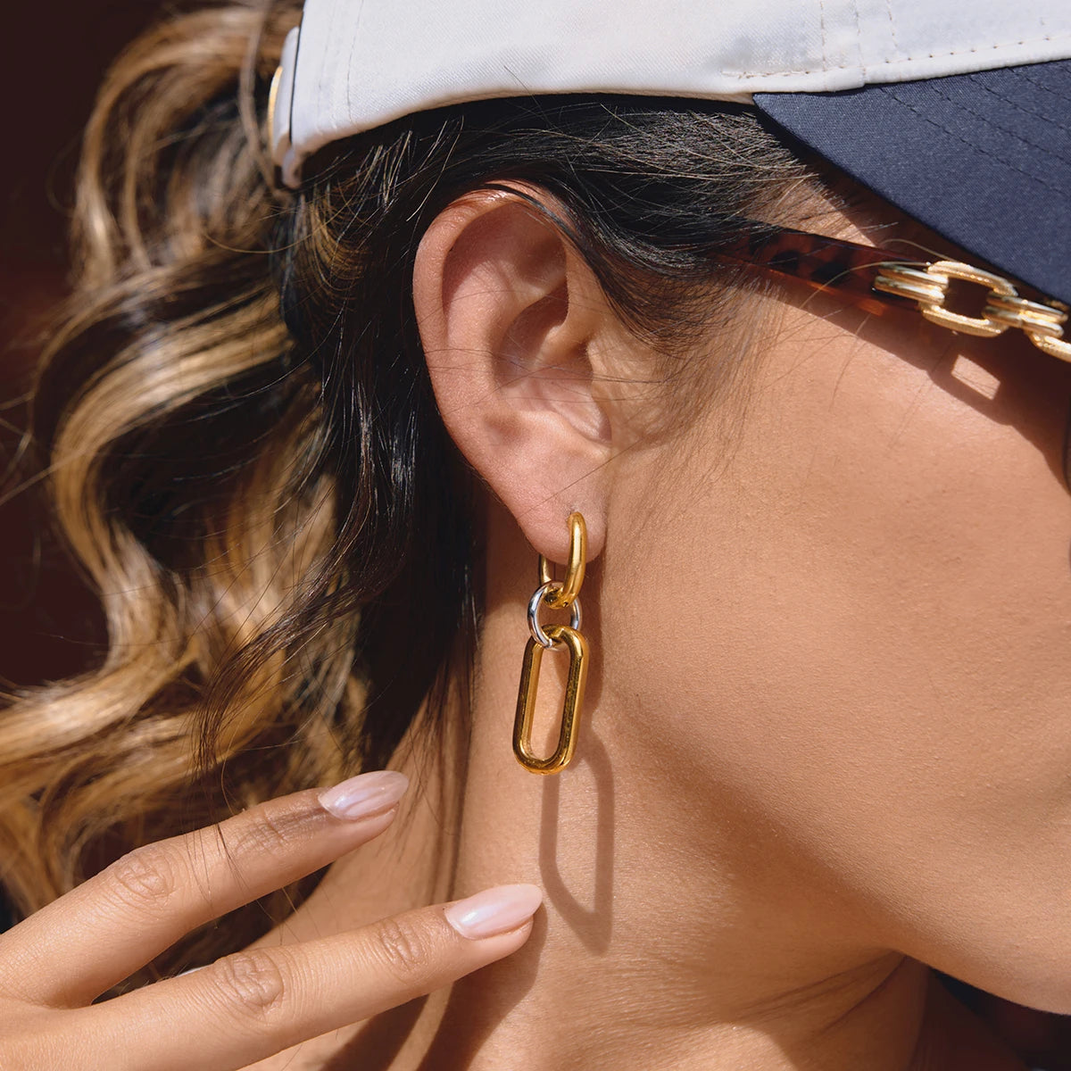 Paperclip Chain Drop Earrings — Stainless Steel · PS116