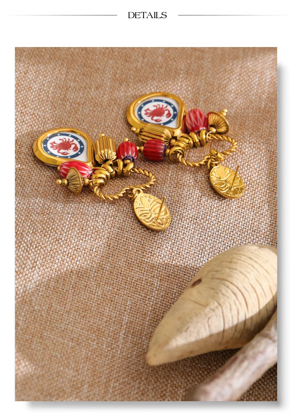 Enamel Heart Geometric Earrings — Gold-Plated Stainless Steel with Enamel · PS1026