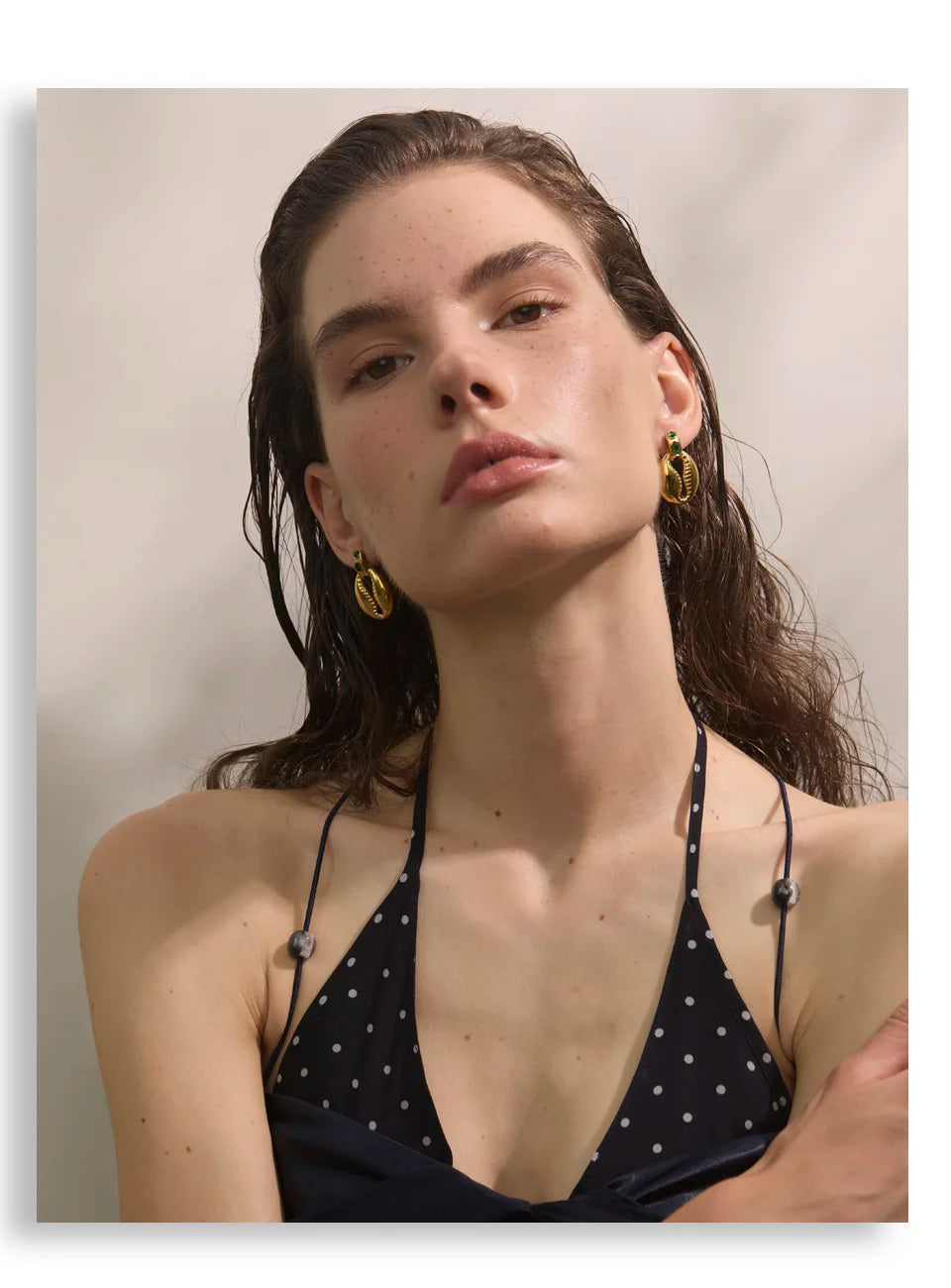Blue Pearl Acrylic Earrings — Gold-Plated Stainless Steel with Pearl and Acrylic · PS2013
