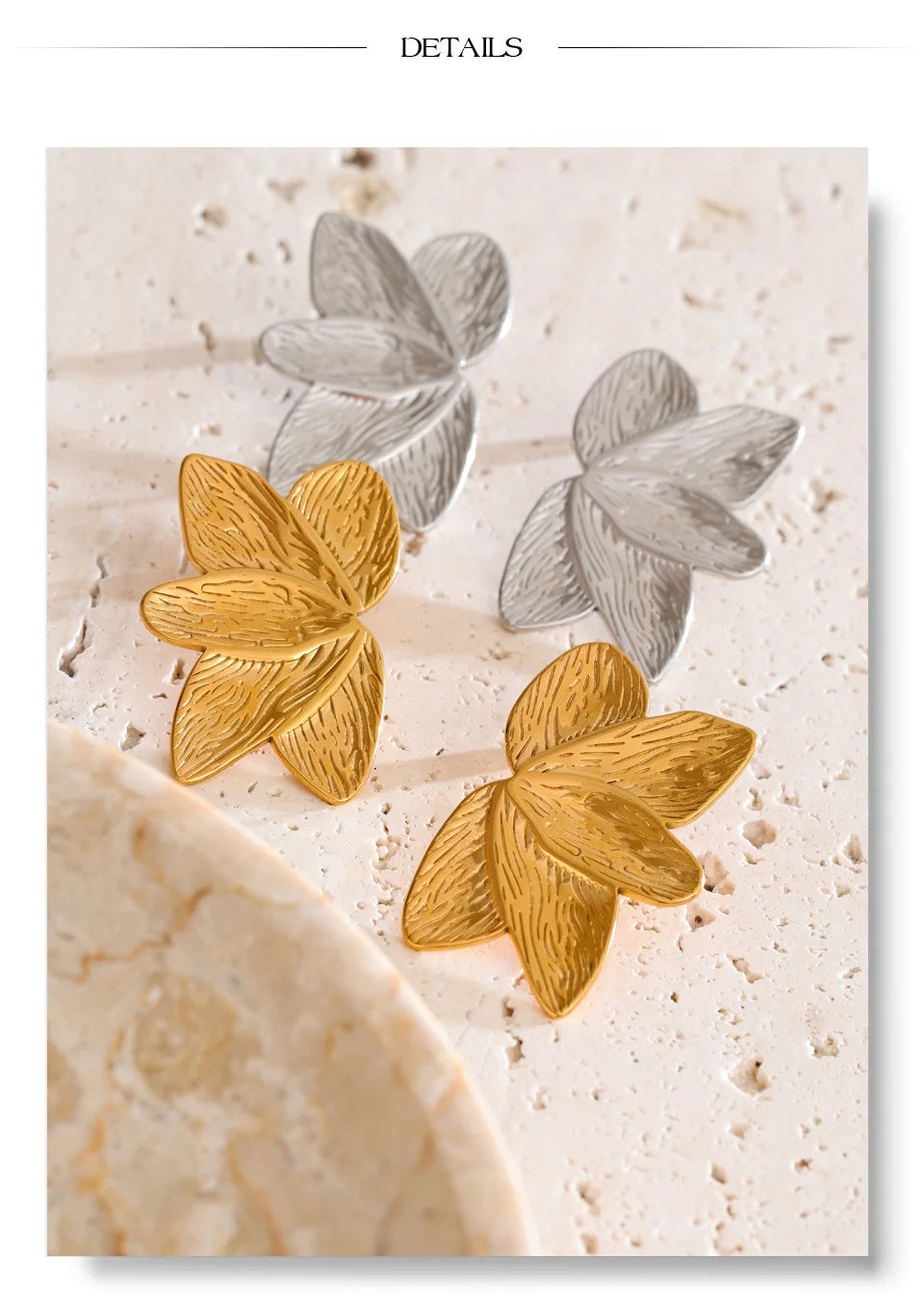 Flower Earrings — Gold-Plated Stainless Steel · PS1717