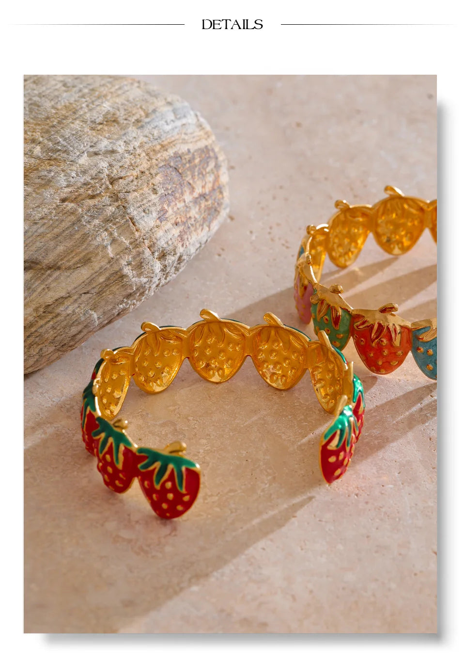 Red Enamel Multi-Color Bracelet — Gold-Plated Stainless Steel with Enamel · PS1601