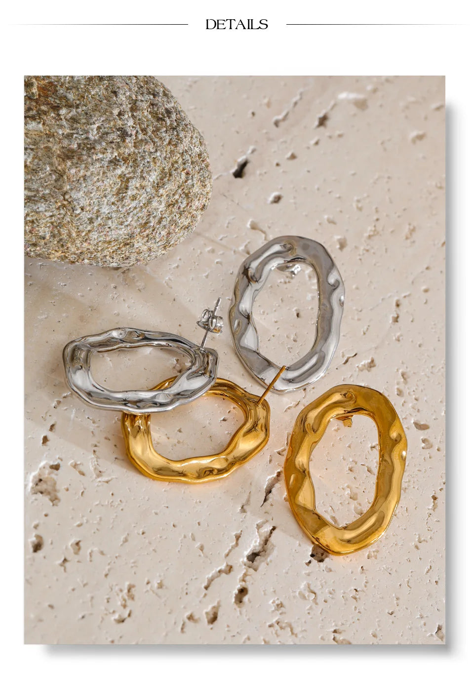 Geometric earrings in gold-plated stainless steel.
