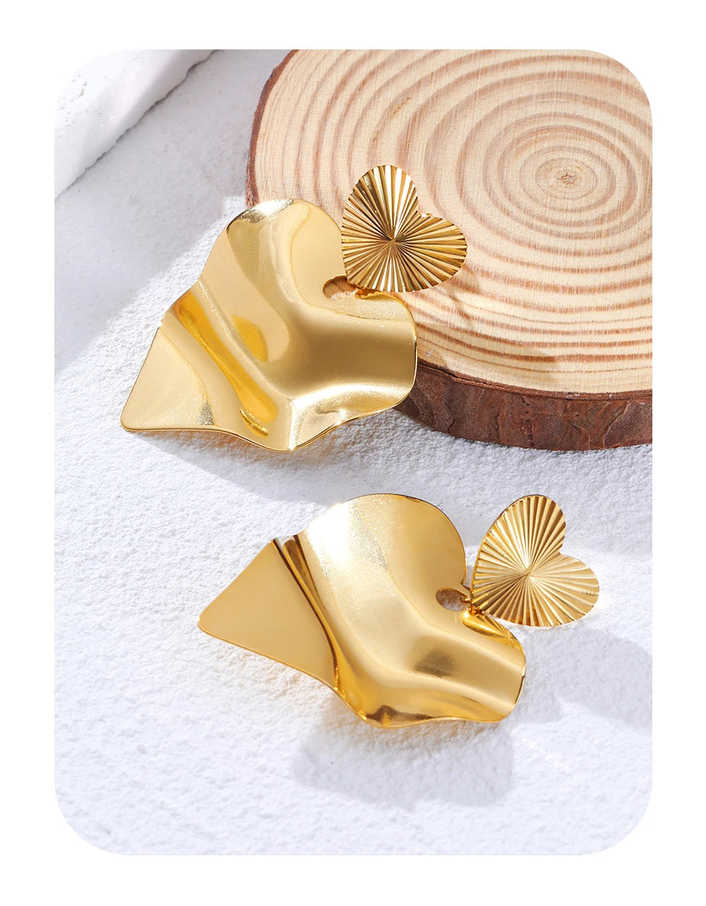 Drop Earrings Irregular Heart Retro — 316L Stainless Steel · PS400