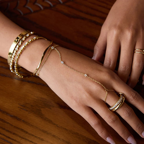 Butterfly Pearl Bracelet Stack — Stainless Steel · PS007