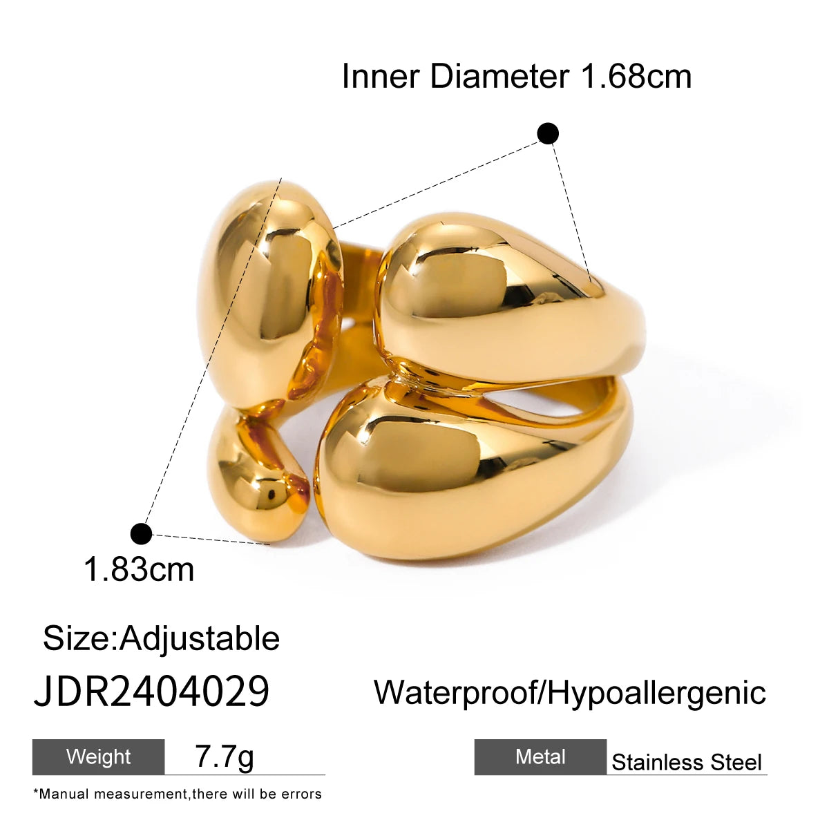 Chunky Statement Ring Stack — Stainless Steel · PS263