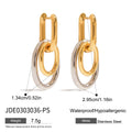 Two-Tone Geometric U Earrings — Stainless Steel · PS359