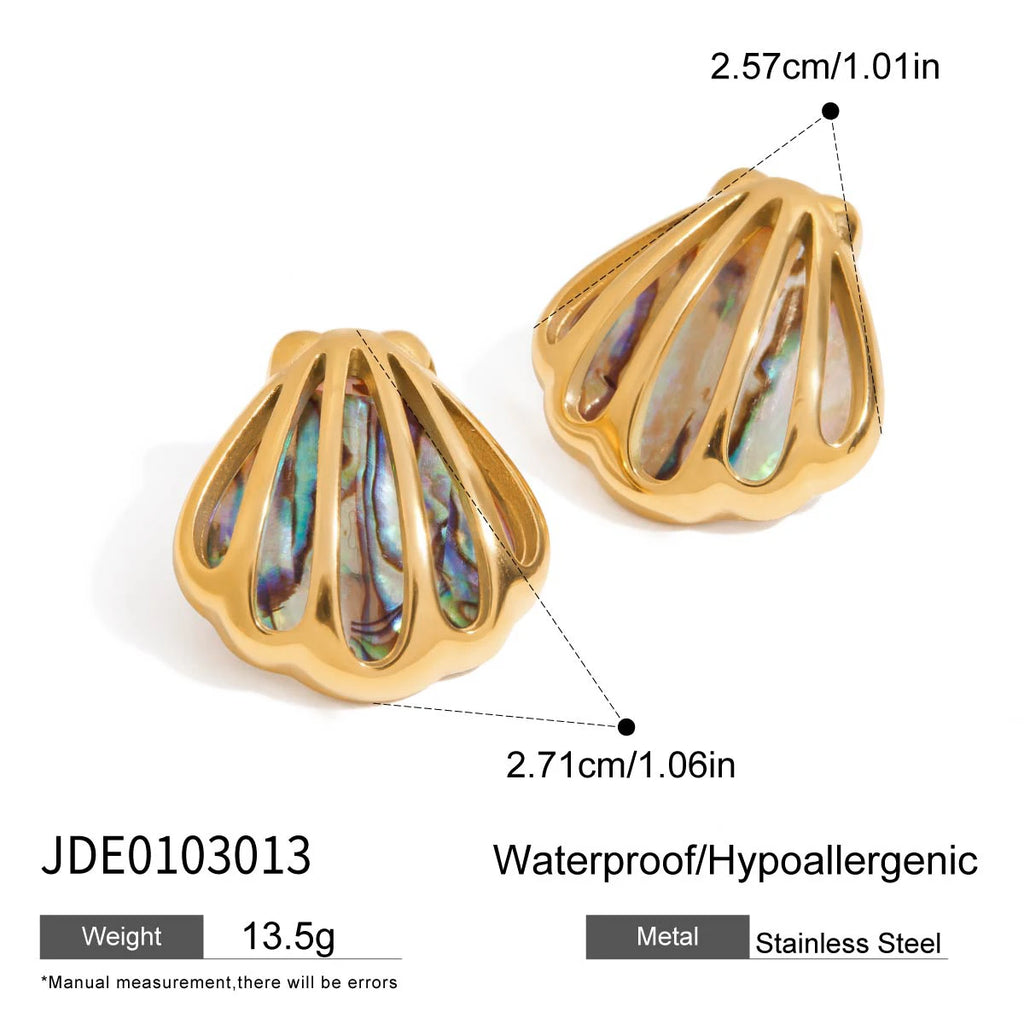 Shell Hoop Earrings — Stainless Steel · PS076