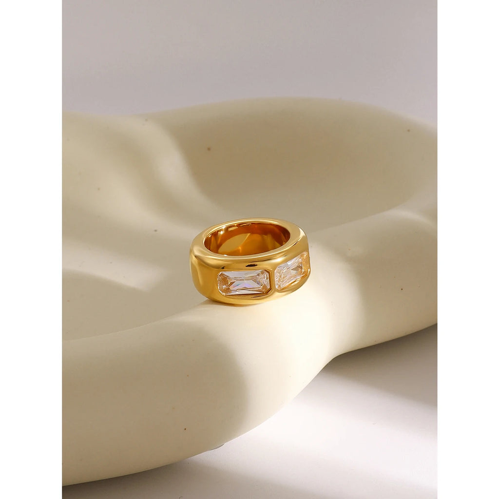 CZ Square Ring — Stainless Steel · PS287