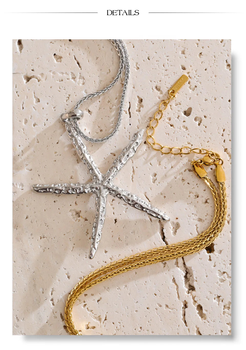 Star geometric necklace in gold-plated stainless steel.
