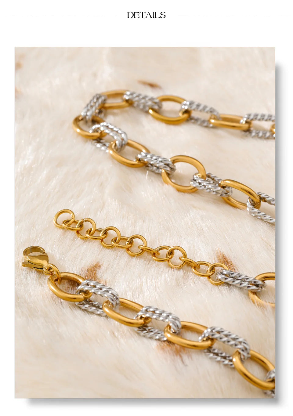 Geometric chain necklace in gold-plated stainless steel.