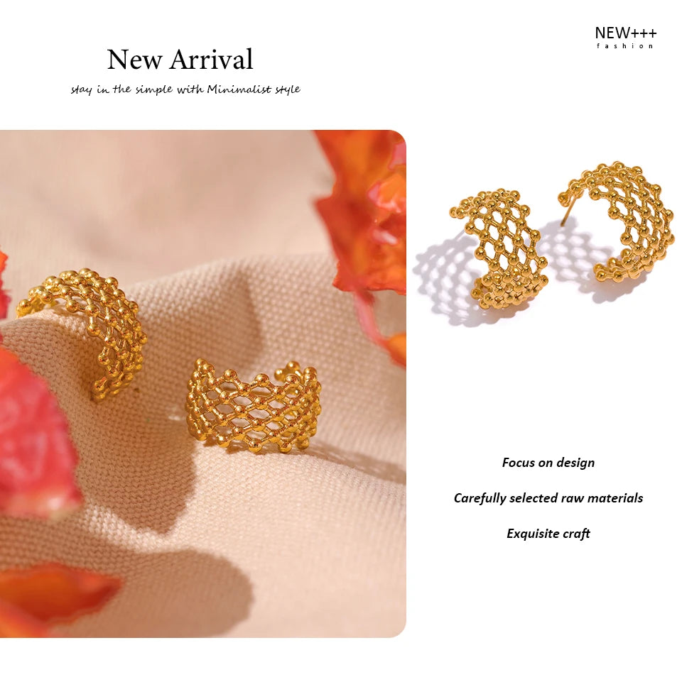 Geometric Earrings — Gold-Plated Stainless Steel · PS1597
