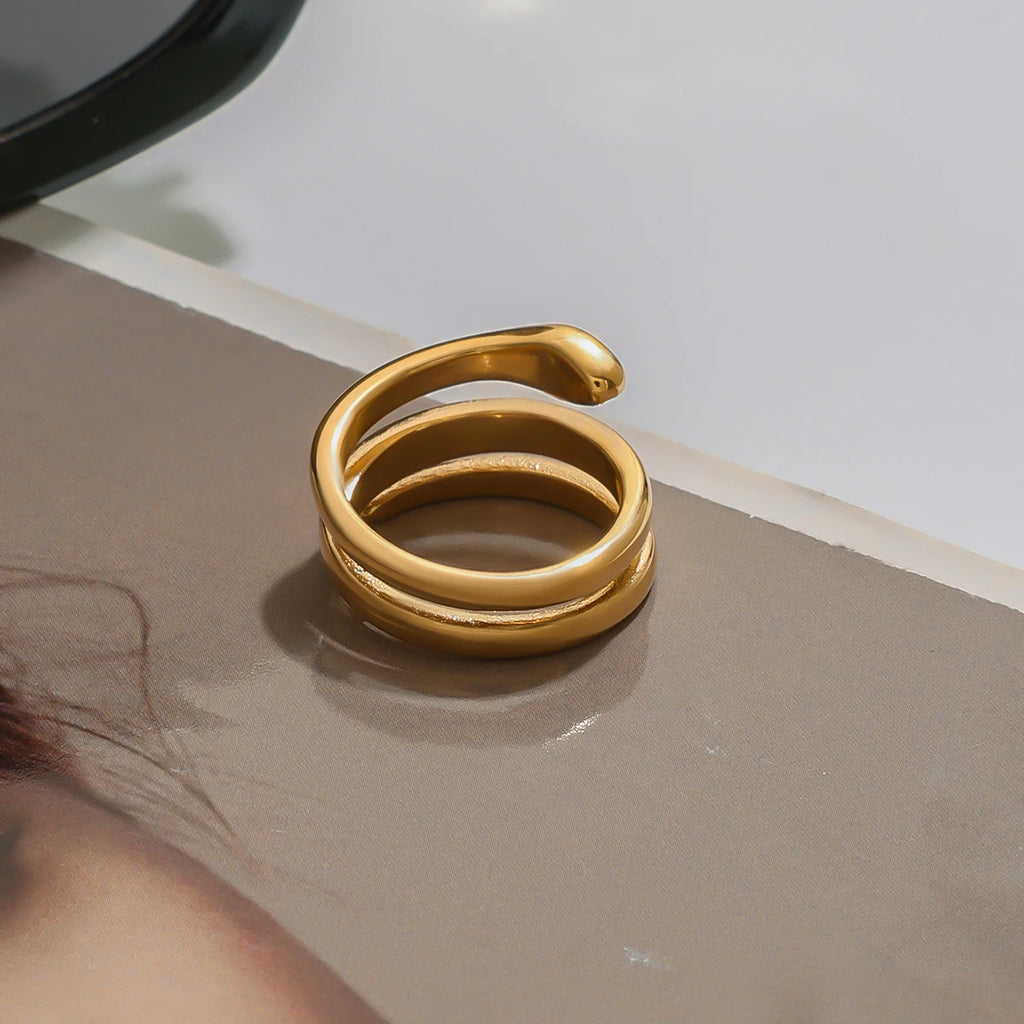 Snake Stone Ring Stack — Stainless Steel · PS244