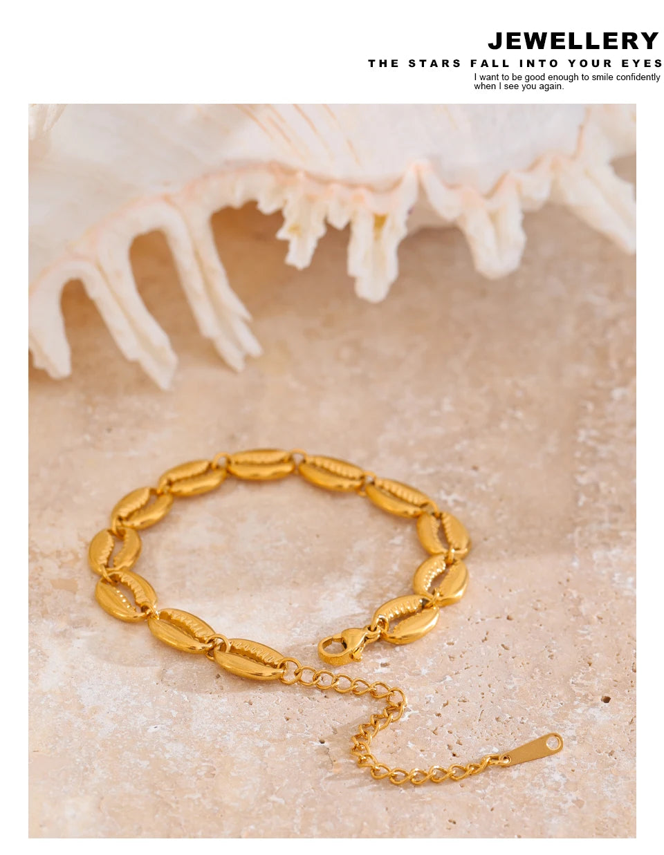 Shell Geometric Bracelet — 18K Gold-Plated Stainless Steel with Shell · PS2299