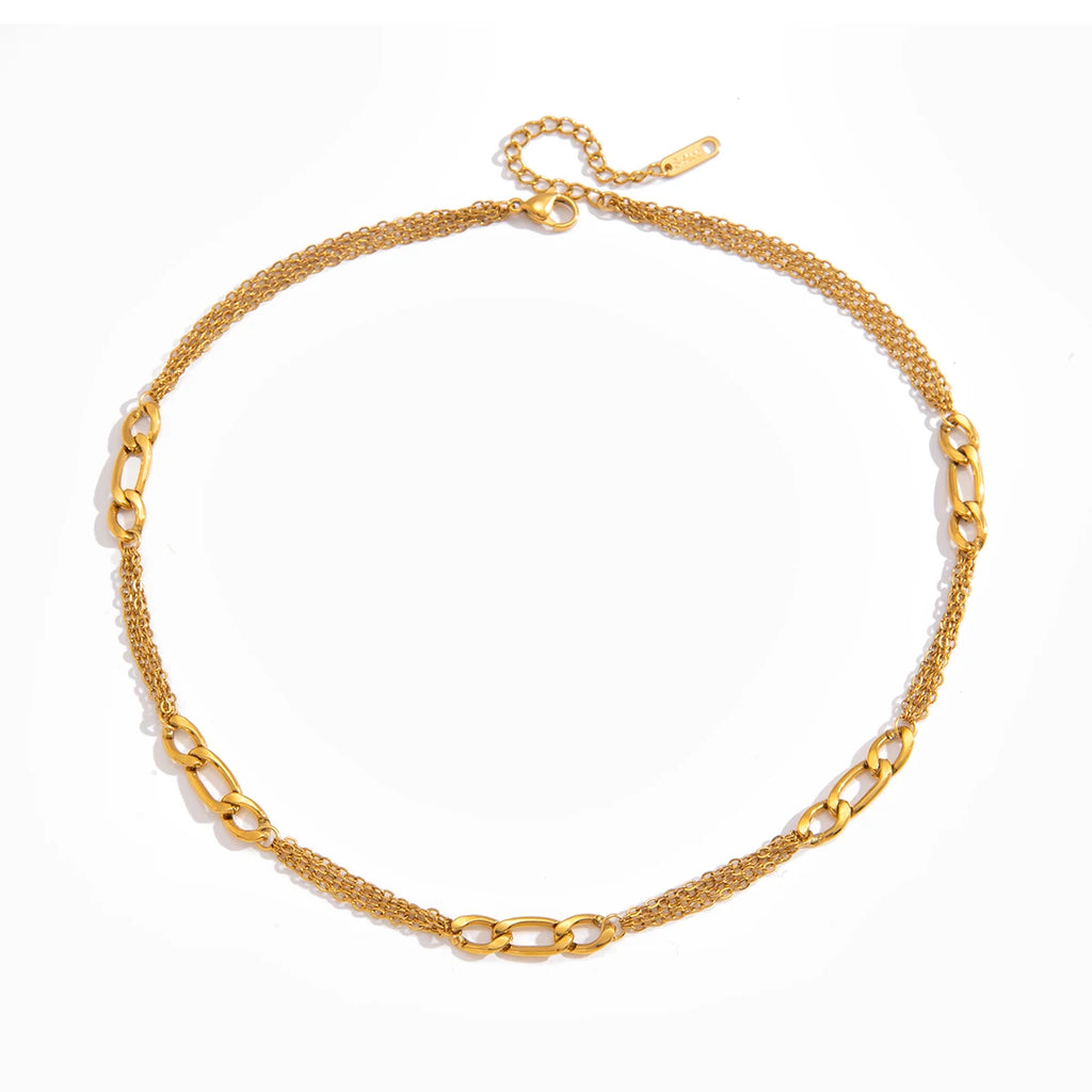 Two-Tone Figaro Chain Necklace — Stainless Steel · PS357