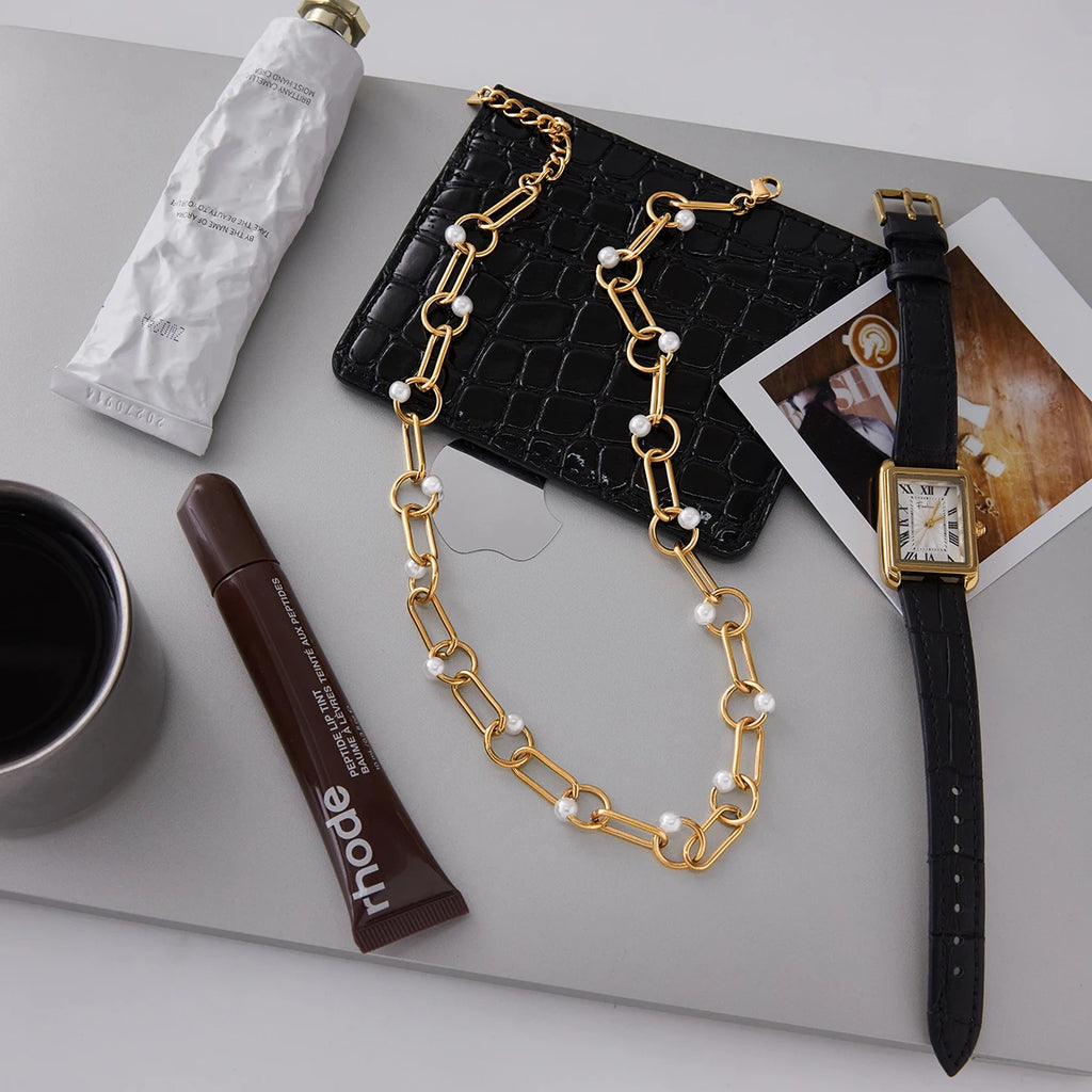 Pearl Choker Necklace — Stainless Steel · PS332