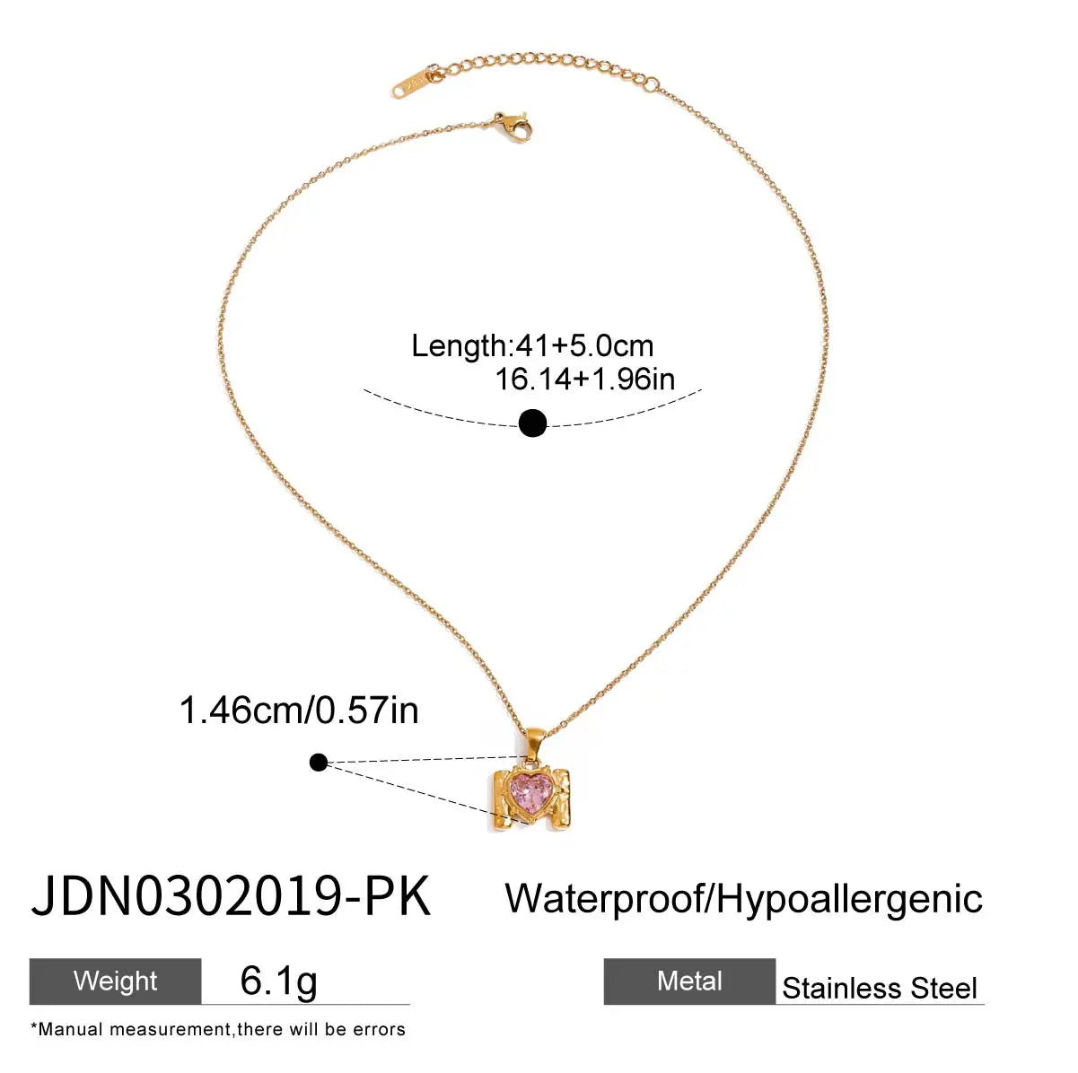 Mini Crystal Pendant Necklace — Stainless Steel · PS150