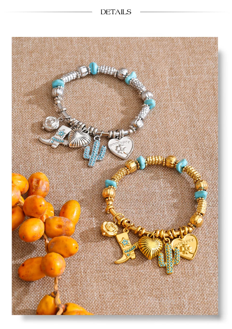 Natural Stone Heart Flower Bracelet — Gold-Plated Stainless Steel with Natural Stone · PS1139