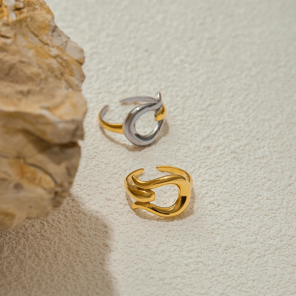 Smooth Irregular Open Ring — Stainless Steel · PS343