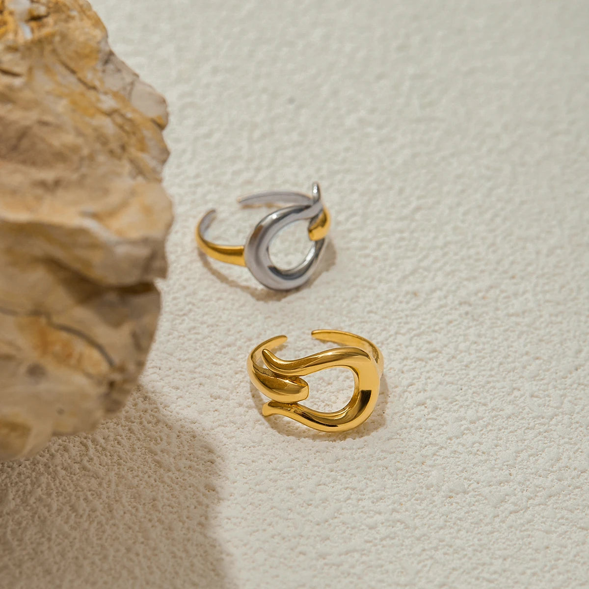 Smooth Irregular Open Ring — Stainless Steel · PS343