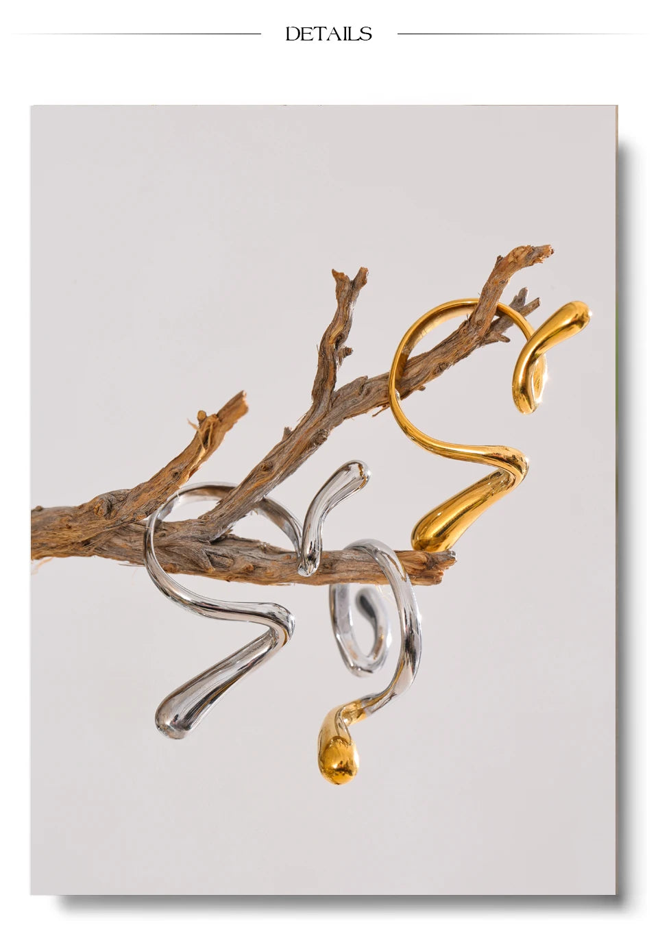 Geometric ring in 18K gold-plated stainless steel.