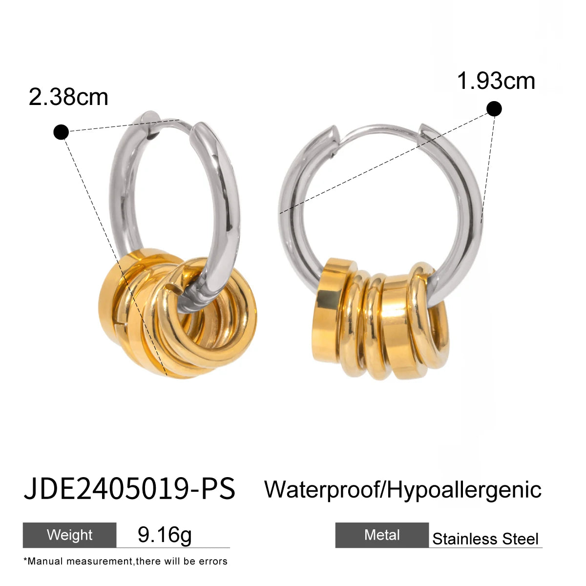 Ocean Shell Hoop Earrings — Stainless Steel · PS056