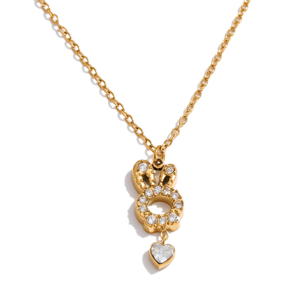 Cubic zirconia necklace in gold-plated stainless steel with cubic zirconia.
