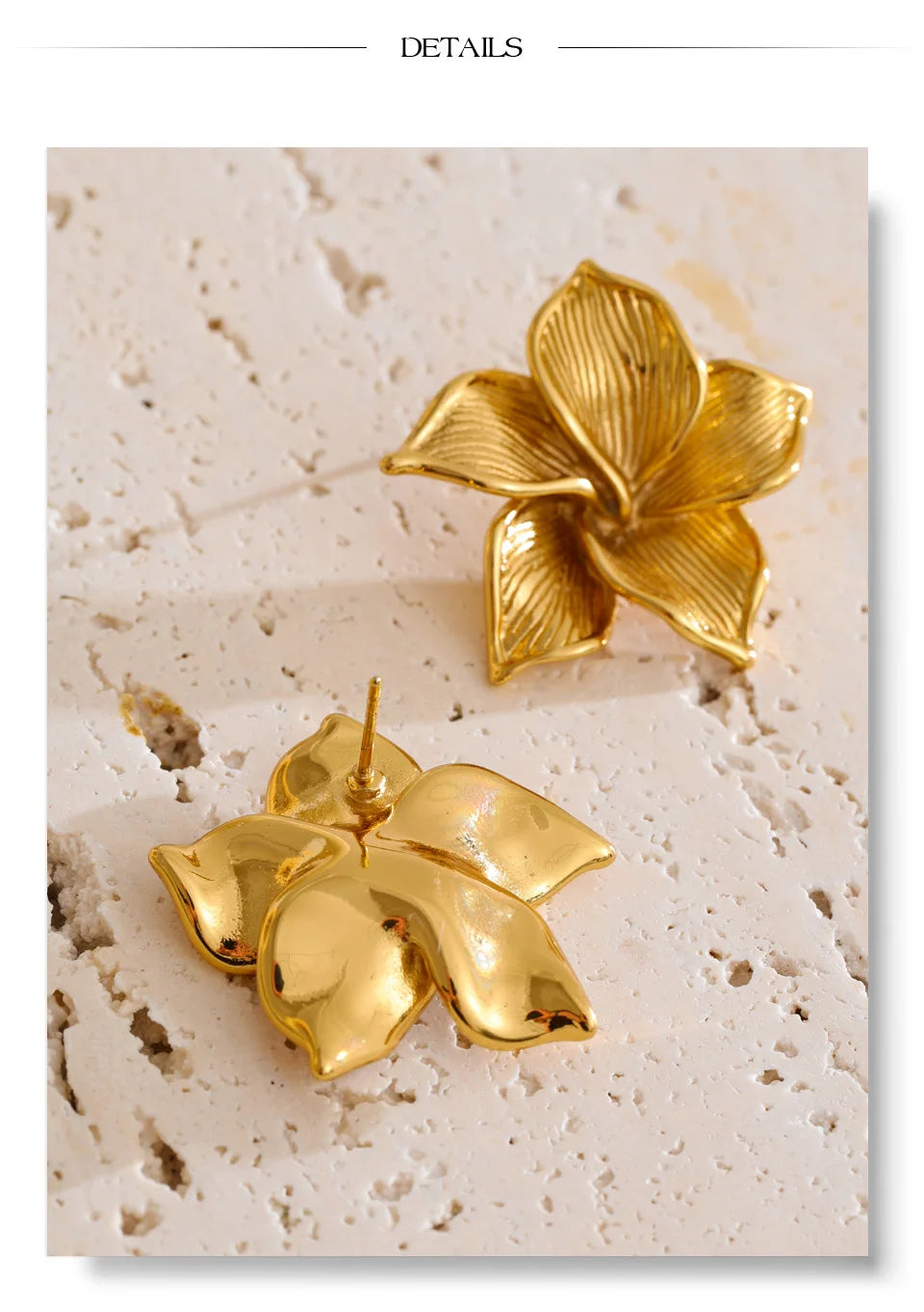 Flower earrings in gold-plated stainless steel.