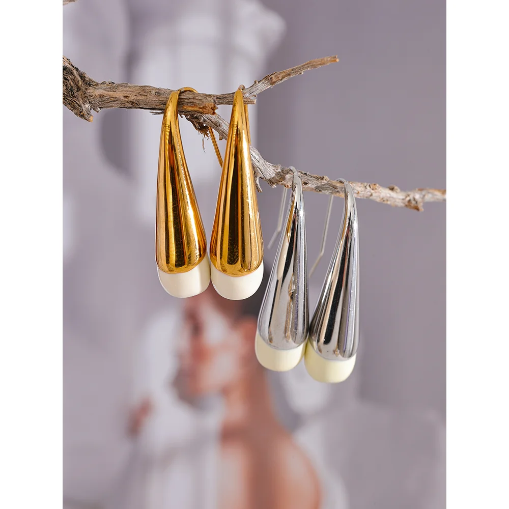 Enamel Geometric Earrings — Gold-Plated 316L Stainless Steel with Enamel · PS1605