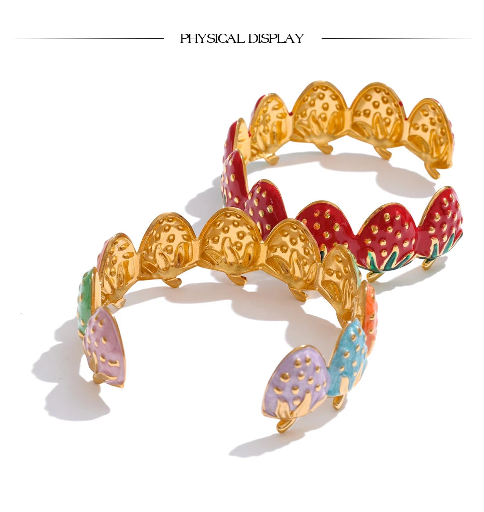 Red Enamel Multi-Color Bracelet — Gold-Plated Stainless Steel with Enamel · PS1601
