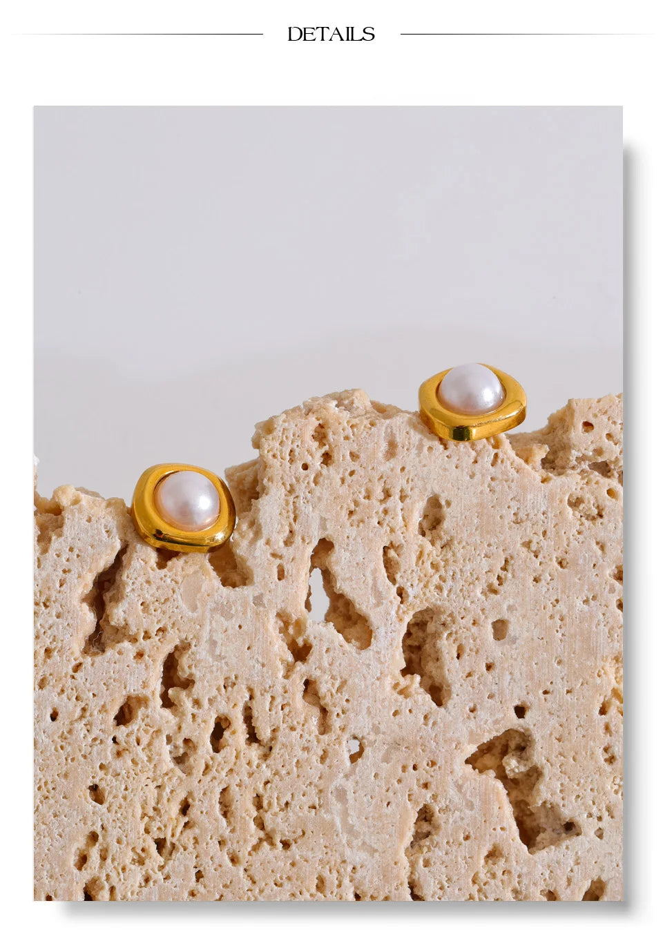 Pearl geometric earrings in gold-plated stainless steel with pearl.