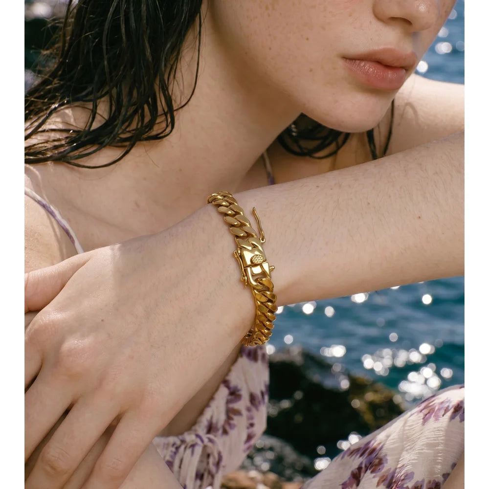 Geometric Chain Bracelet — Gold-Plated Stainless Steel · PS1766
