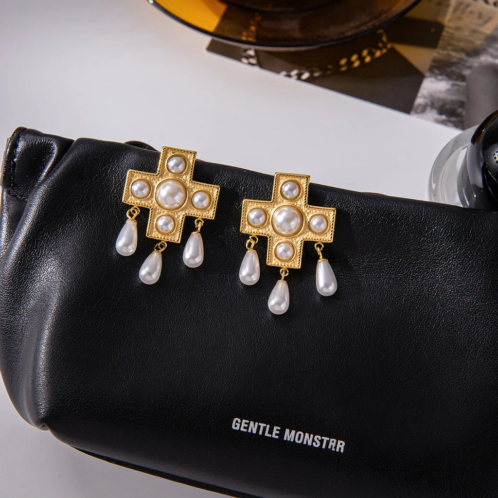 Cross Tassel Earrings — Stainless Steel · PS298