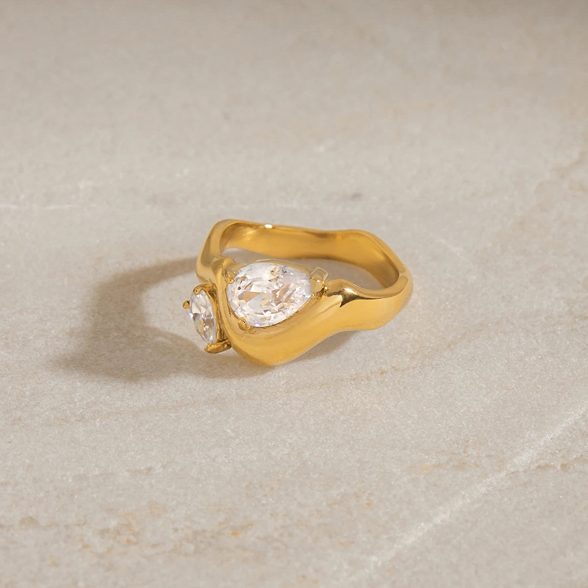 Crystal Open Ring — Stainless Steel · PS225
