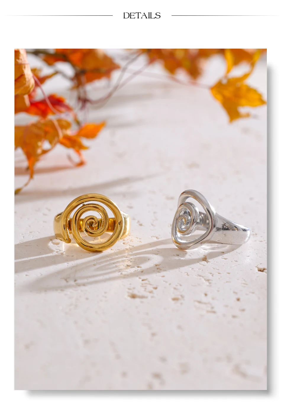 Geometric ring in gold-plated stainless steel.