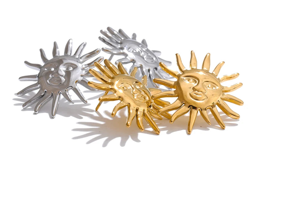 Black Sun Geometric Earrings — Gold-Plated Stainless Steel · PS1699