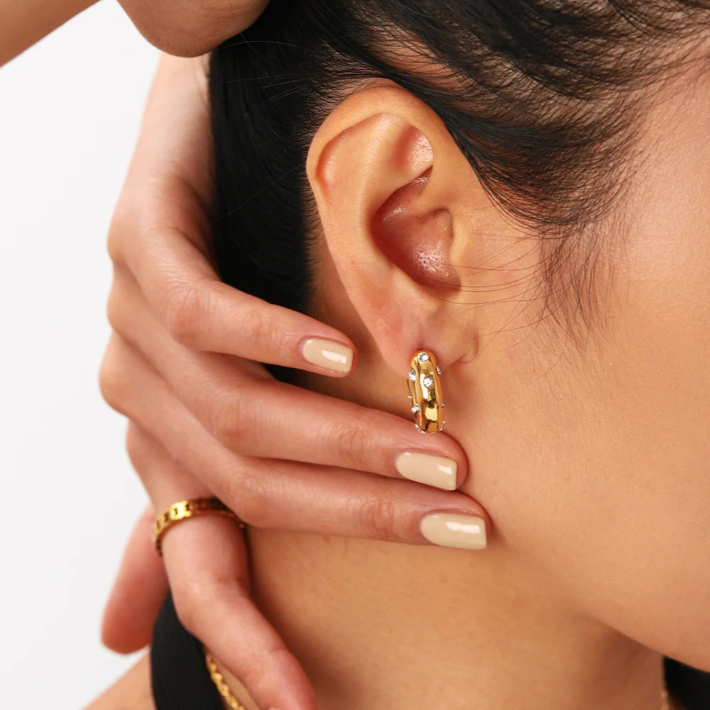 Color CZ Hoop Earrings — Stainless Steel · PS053