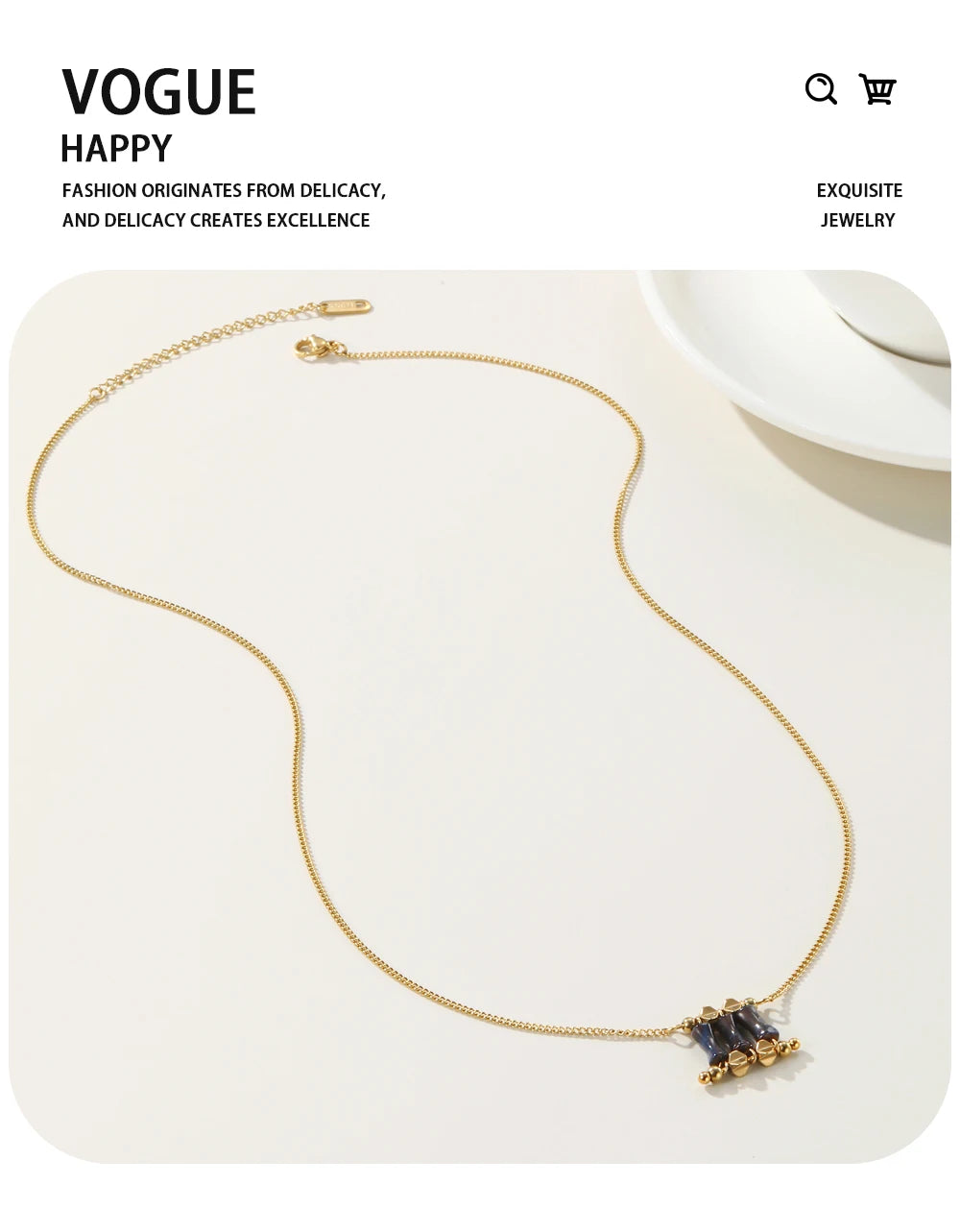 Chain Irregular Acrylic Pendant Necklace — 316L Stainless Steel · PS428