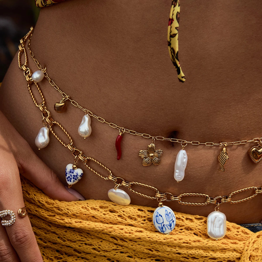 Pearl Belly Chain Pendant Collection — Stainless Steel · PS202