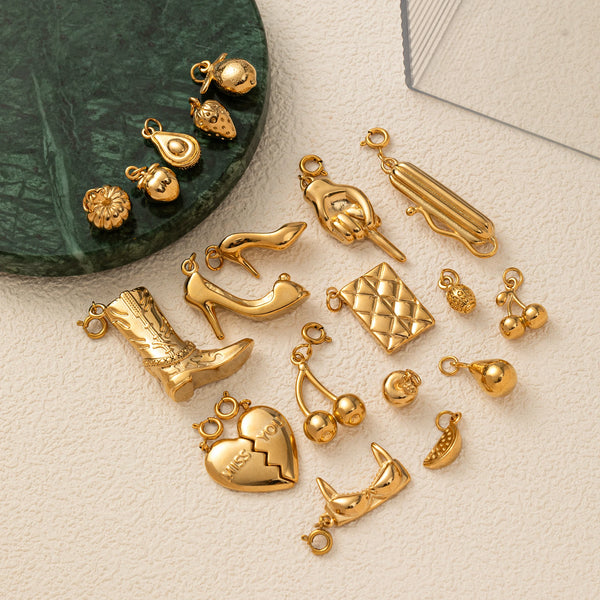 【DIY Pendant】18K Gold Plated Stainless Steel Fruit Charm Pendant - PS001