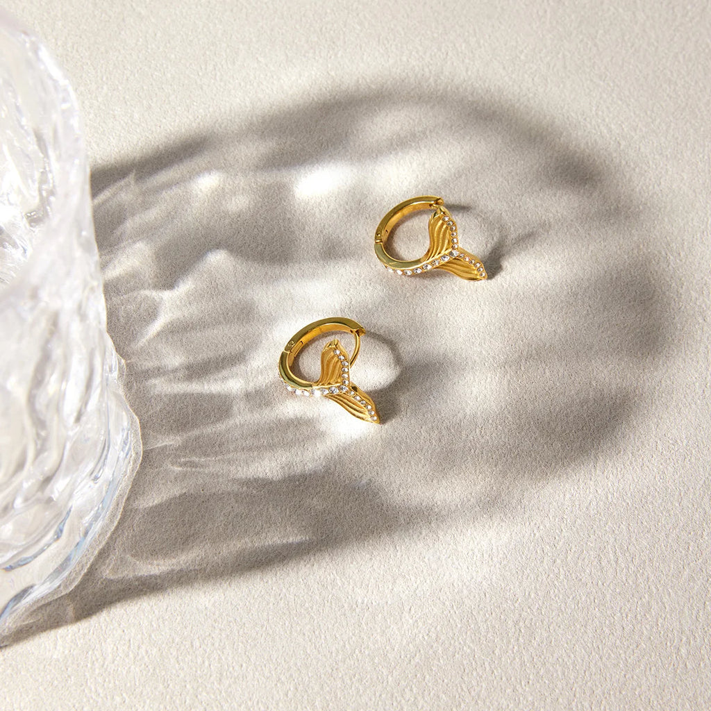 Fish Tail CZ Earrings — Stainless Steel · PS306