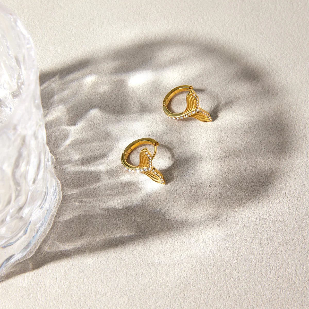 Fish Tail CZ Earrings — Stainless Steel · PS306