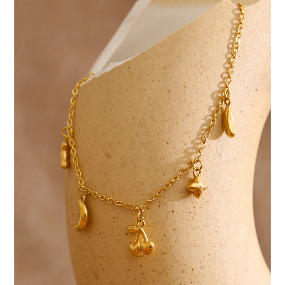 Star Moon Geometric Bracelet — Gold-Plated Stainless Steel · PS1126