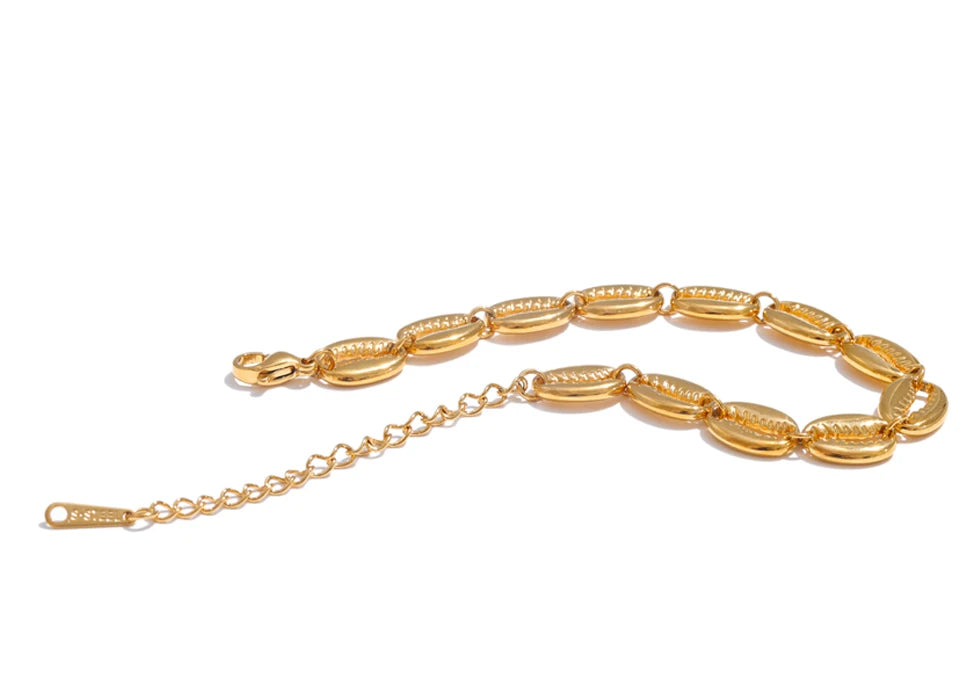 Shell Geometric Bracelet — 18K Gold-Plated Stainless Steel with Shell · PS2299