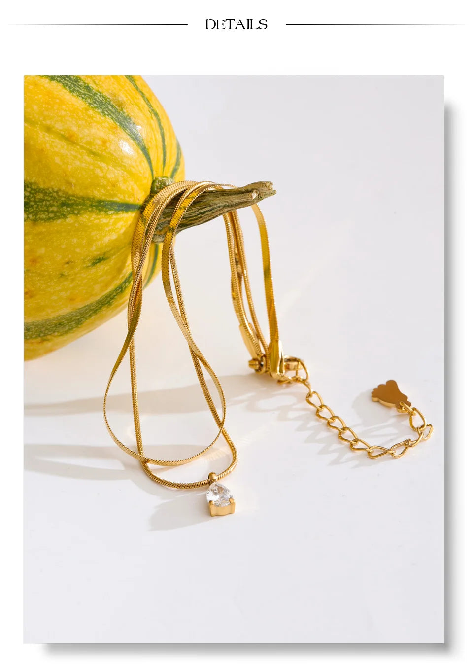 Cubic Zirconia Snake Geometric Anklet — Gold-Plated Stainless Steel with Cubic Zirconia · PS1078